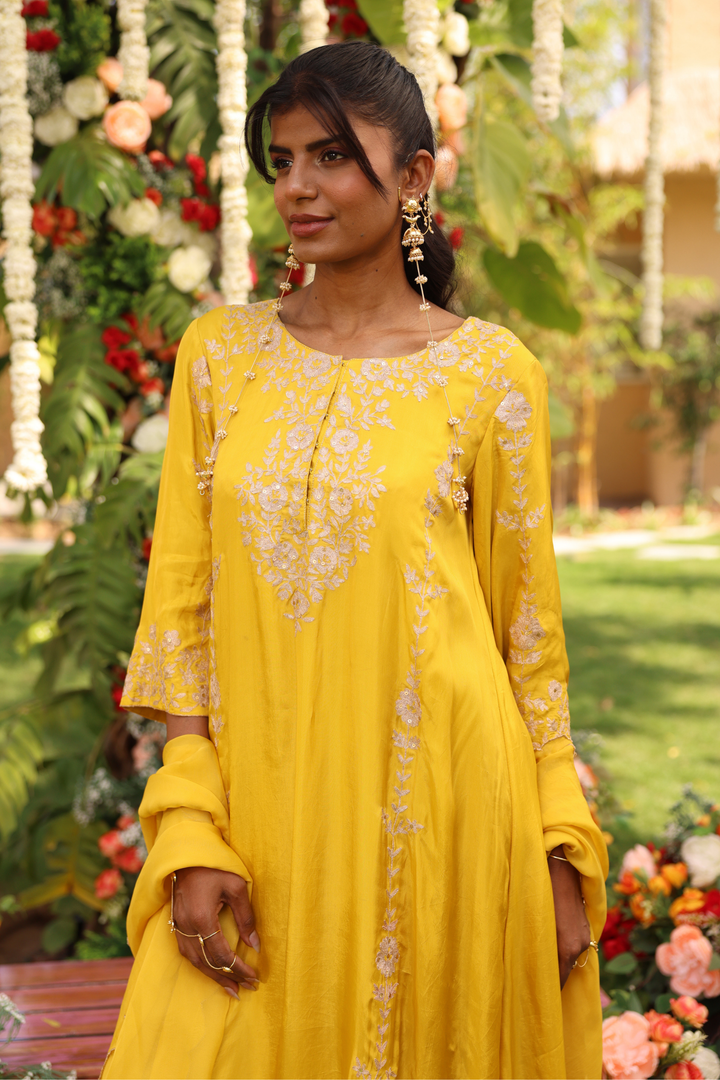 Silk Suit Set with Aari work.