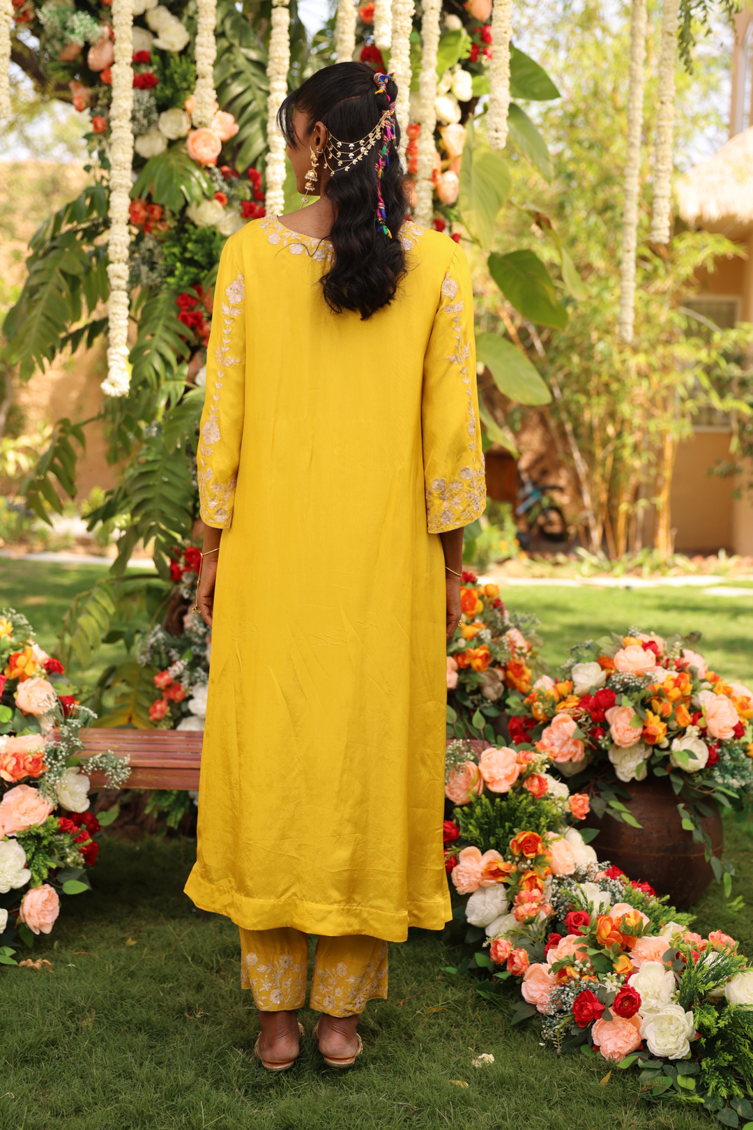 Silk Suit Set with Aari work.