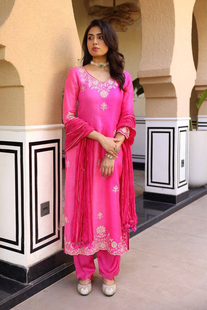 Organza Suit Set with Aari work.