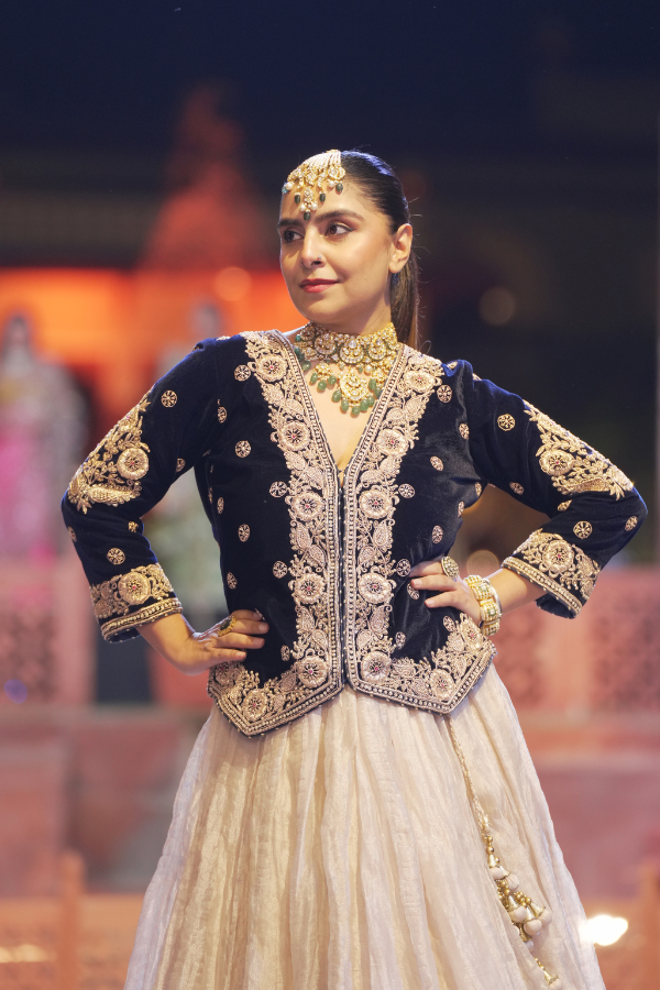 Tissue Lehenga with Gota Patti, Zardozi work.