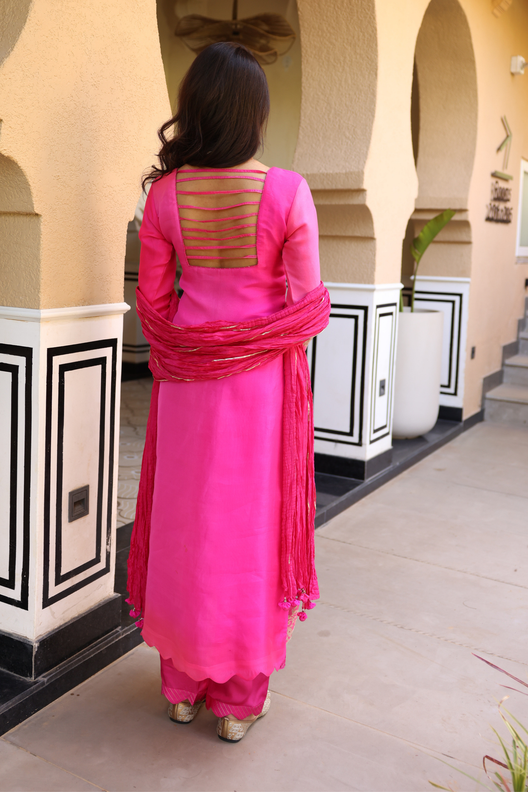Organza Suit Set with Aari work.