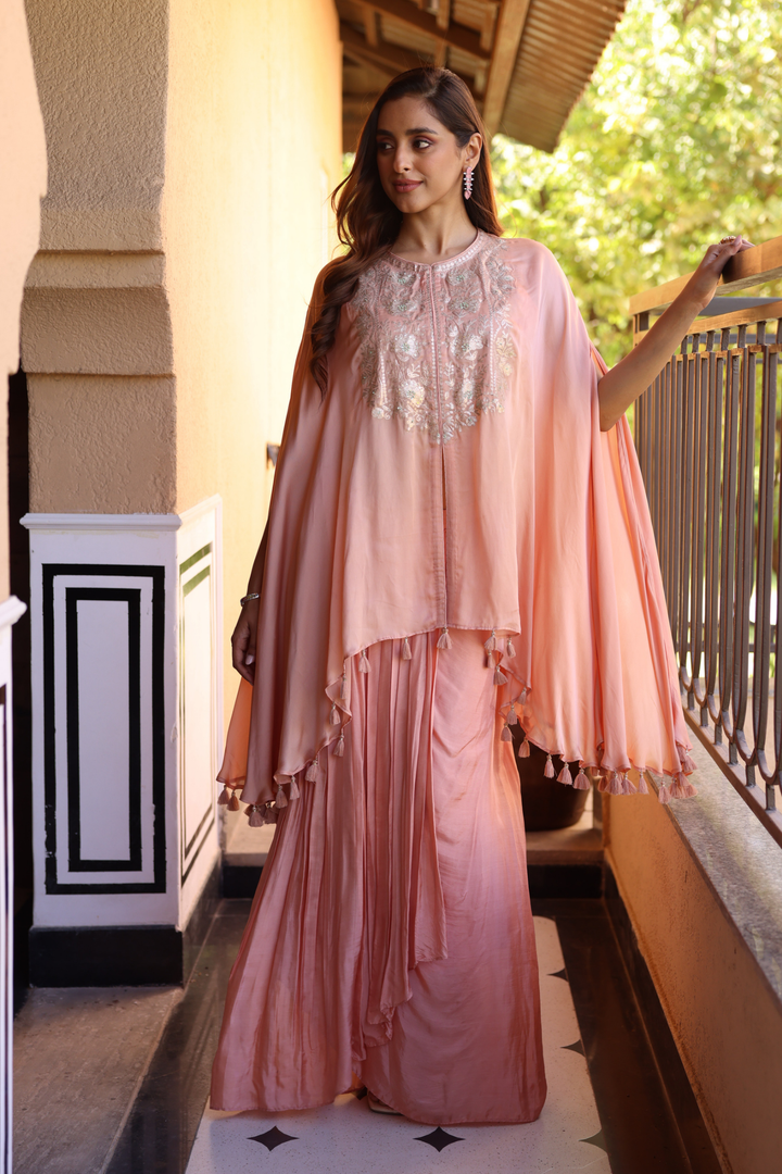 Peach Organza Indo Western 