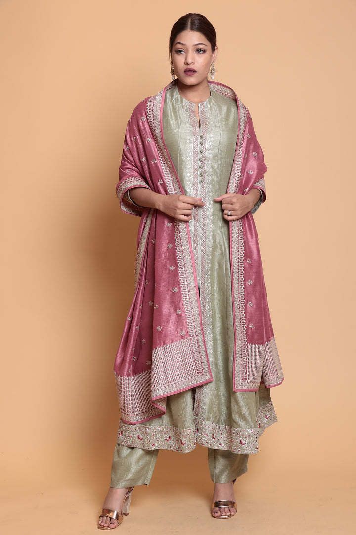 Chinon Suit with Aari work.