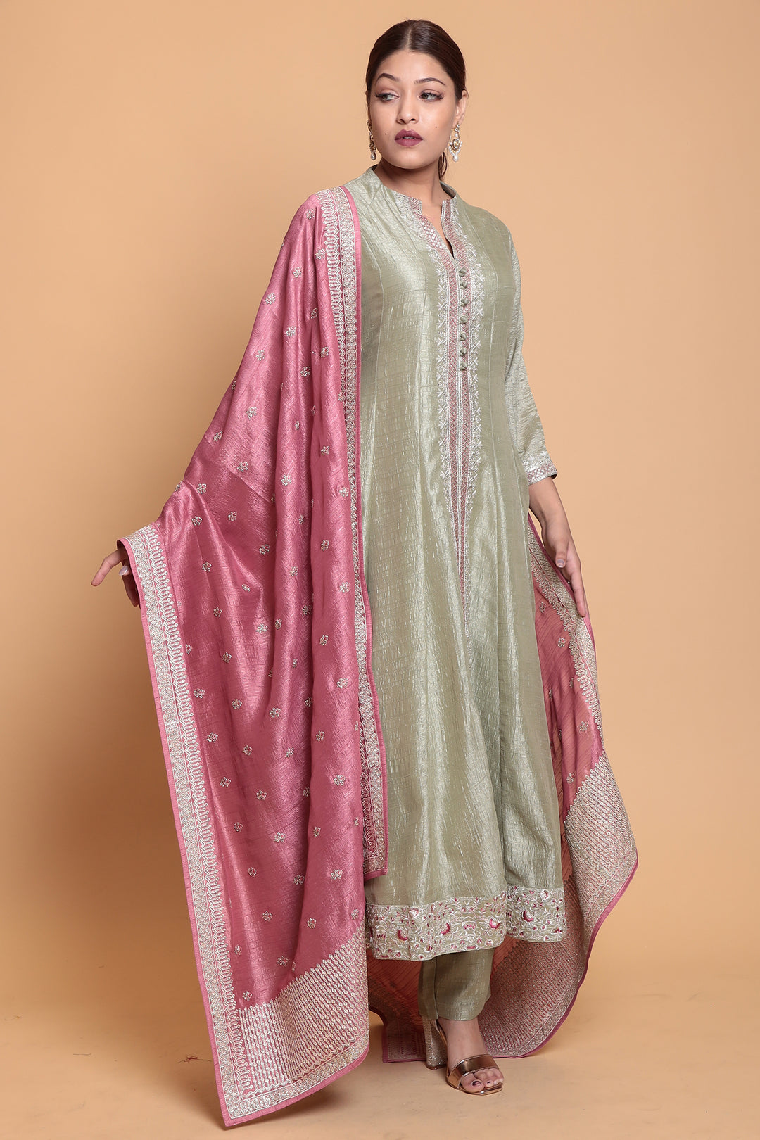 Chinon Suit with Aari work.