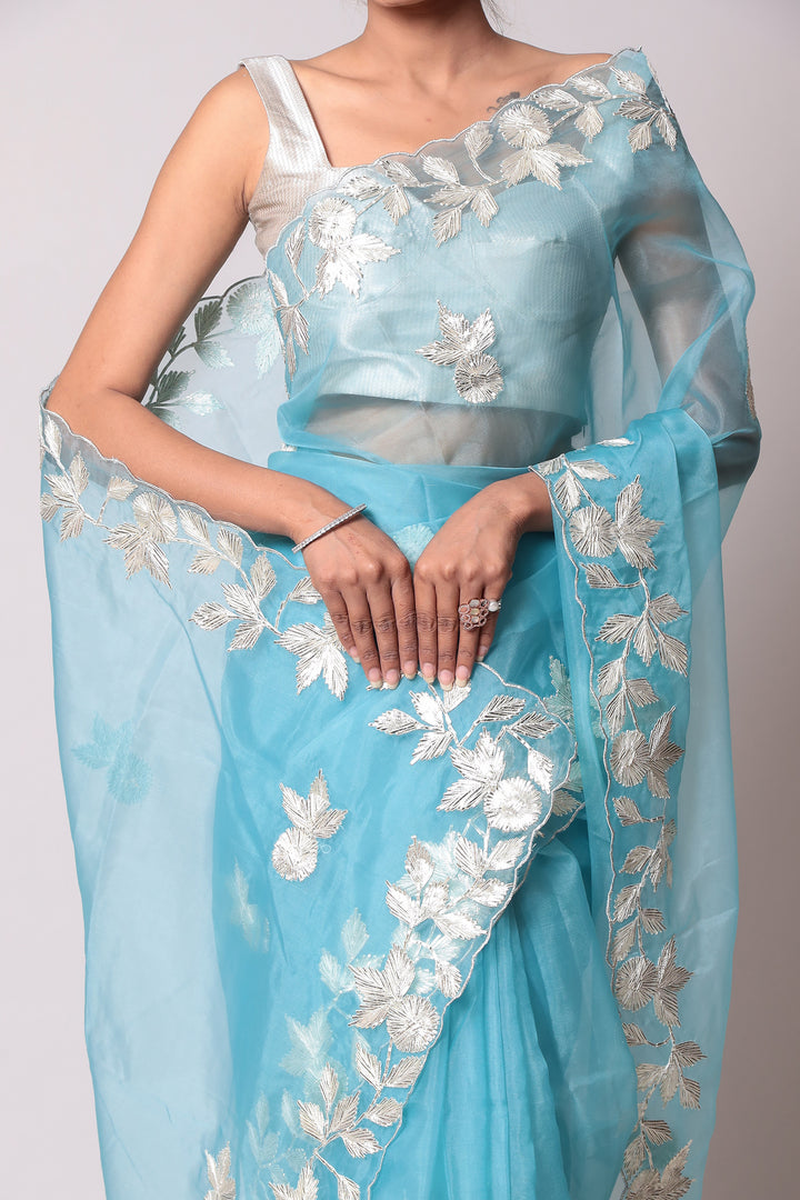 Organza Saree Embellished with Gota work