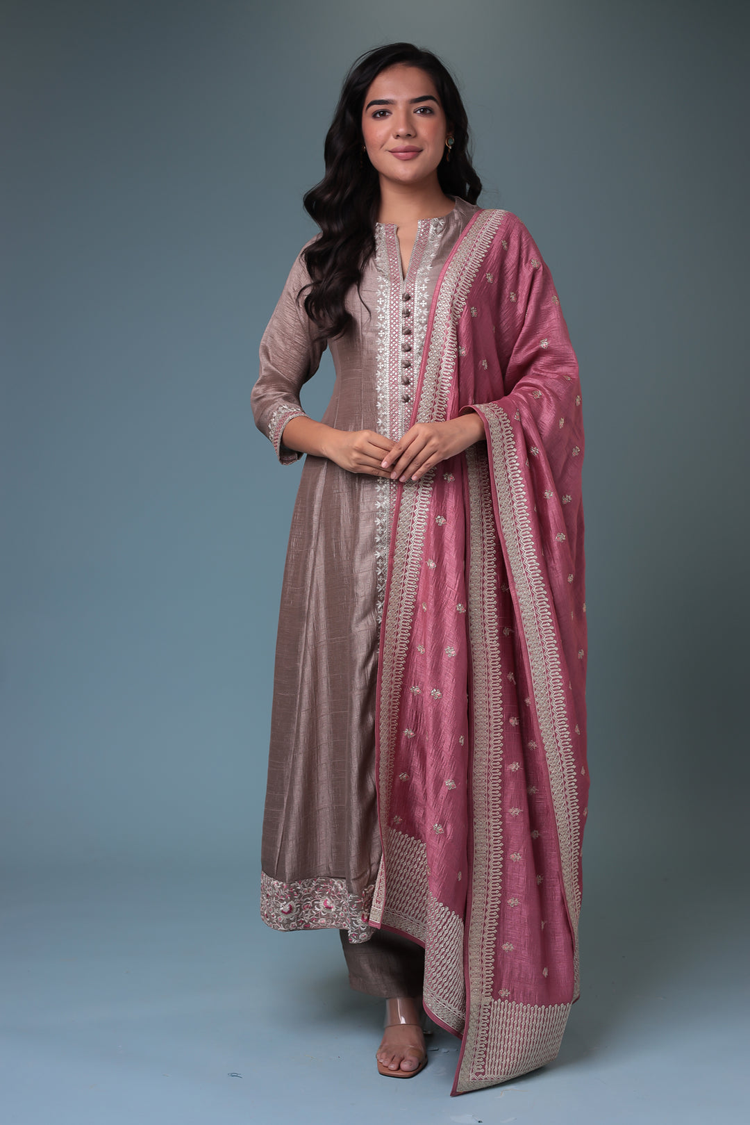Chinon Suit with Aari work.