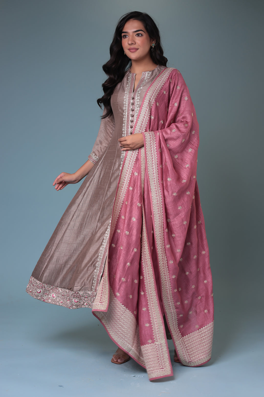 Chinon Suit with Aari work.