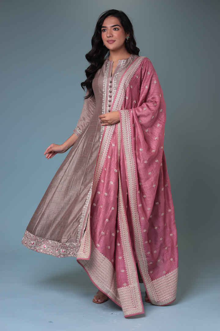 Chinon Suit with Aari work.