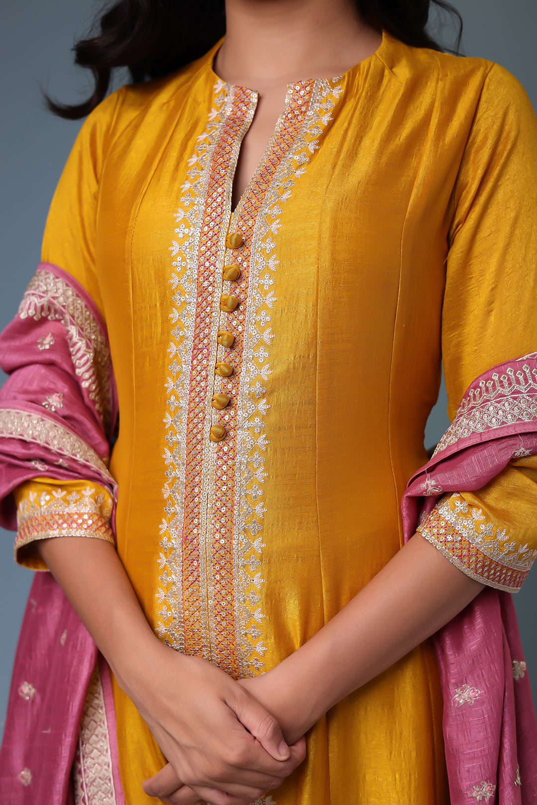Chinon Suit with Aari work.