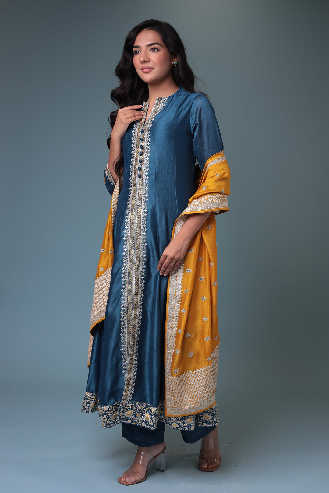 Chinon Suit with Aari work.
