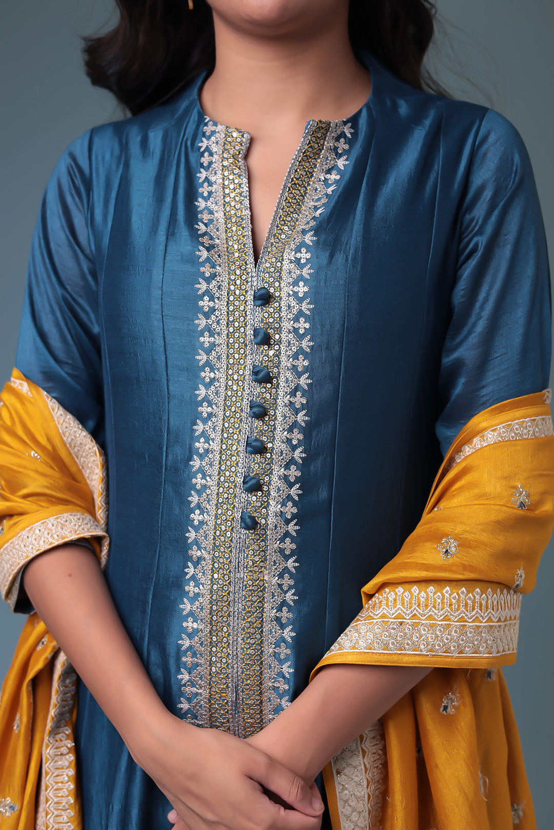 Chinon Suit with Aari work.