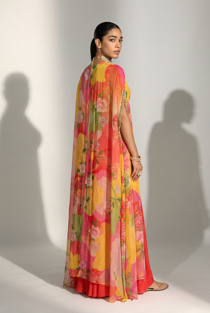 Georgette Indowestern with Cutdana, Sequins work.