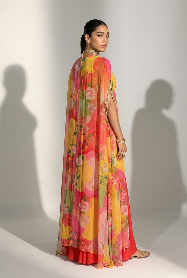 Georgette Indowestern with Cutdana, Sequins work.