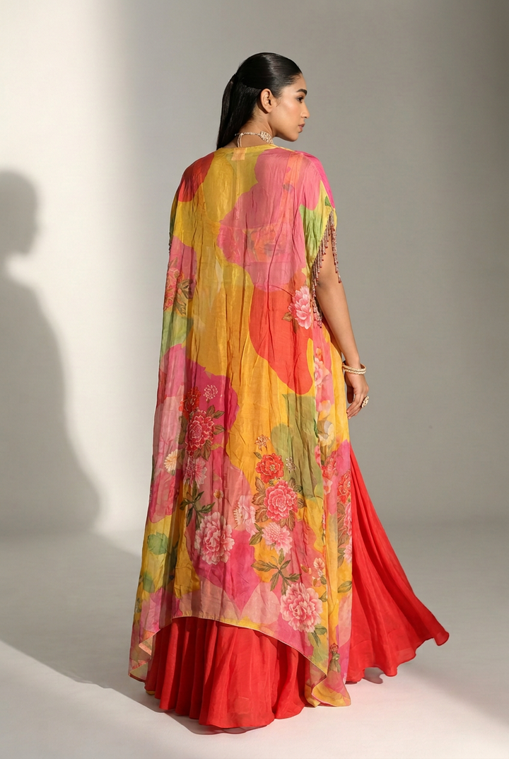 Georgette Indowestern with Cutdana, Sequins work.