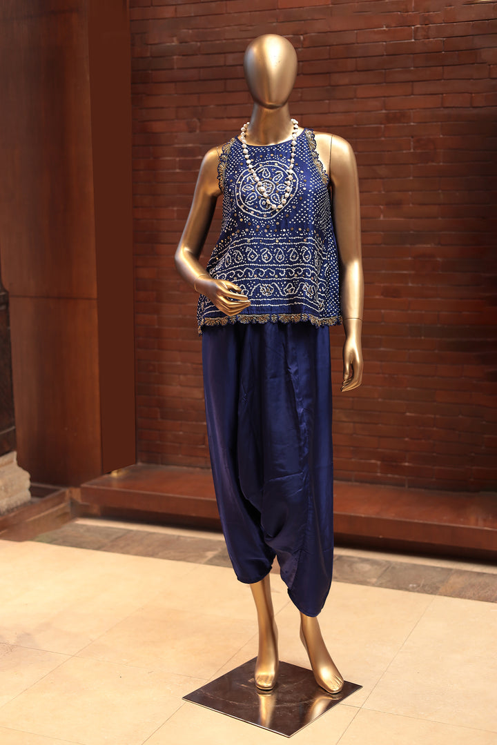 Silk Indowestern with Bandhej, Embellished  work.