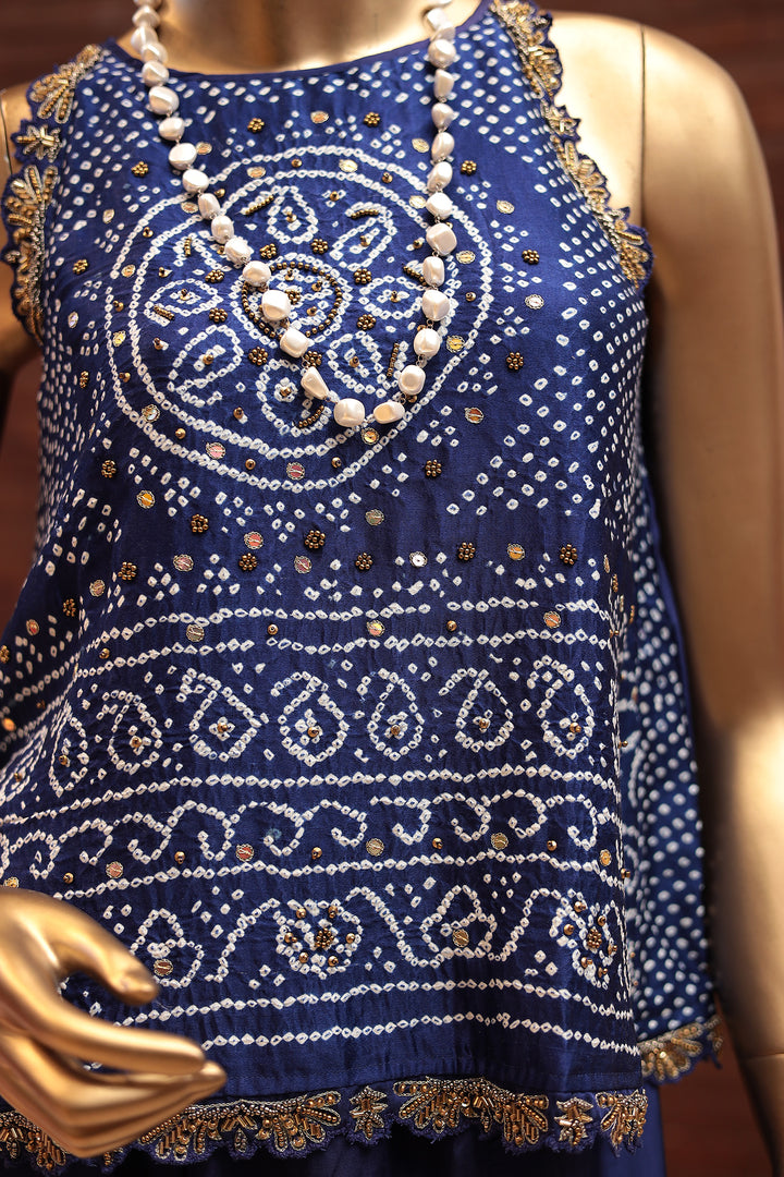 Silk Indowestern with Bandhej, Embellished  work.