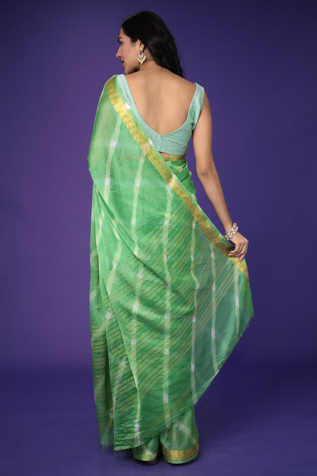 Leheriya Chiffon Saree with Gota Border