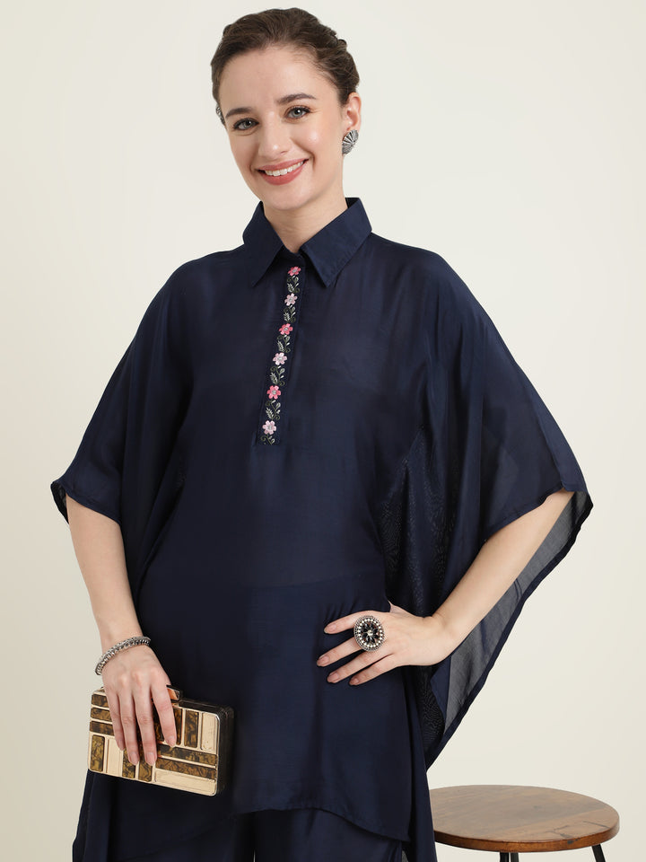 Silk Blend Shirt with Embroidered work