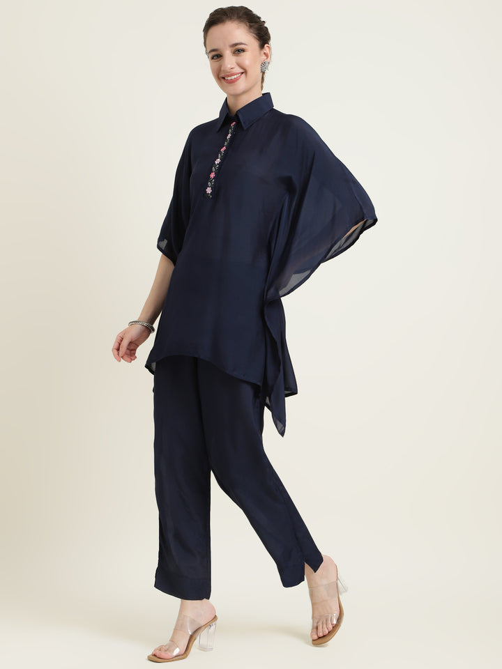Silk Blend Shirt with Embroidered work
