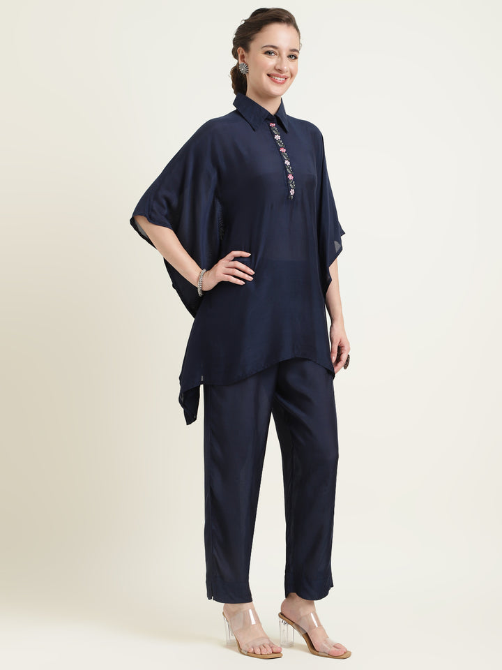 Silk Blend Shirt with Embroidered work