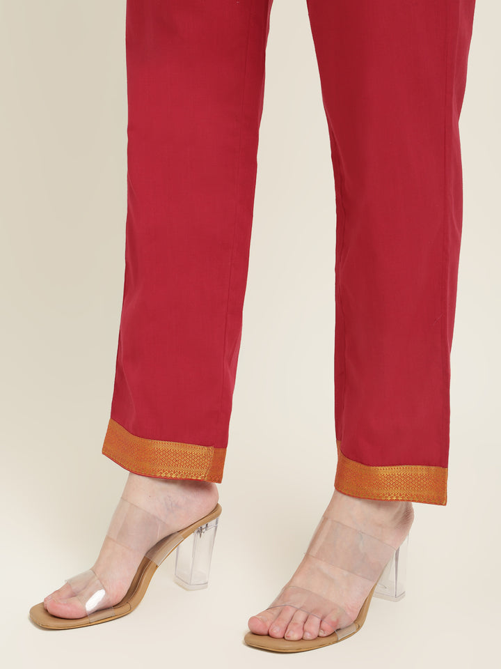 Cotton Kurta Set Stitched Enhanced with Banarasi border