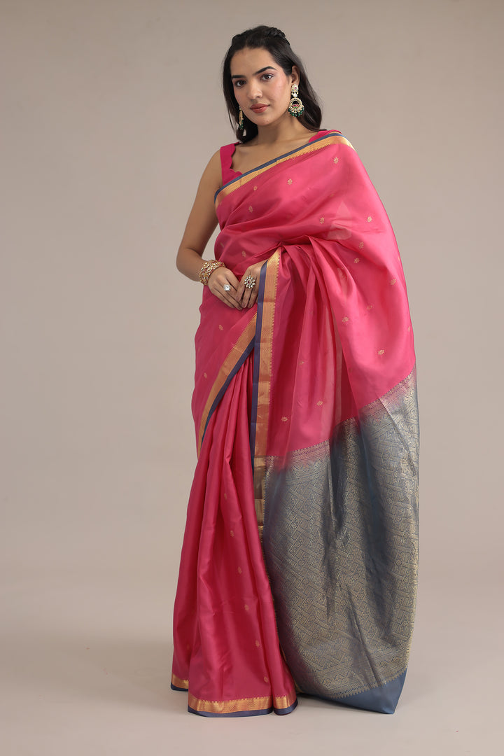 Pink Handloom  Banarasi silk Saree