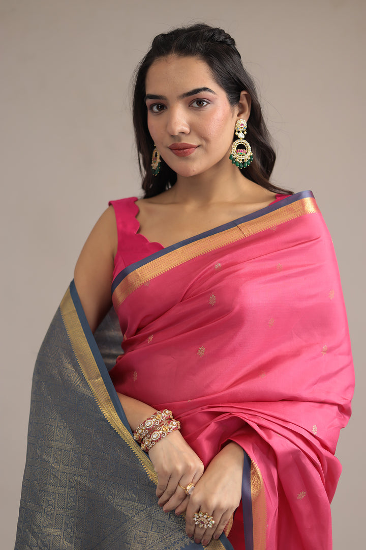 Pink Handloom  Banarasi silk Saree
