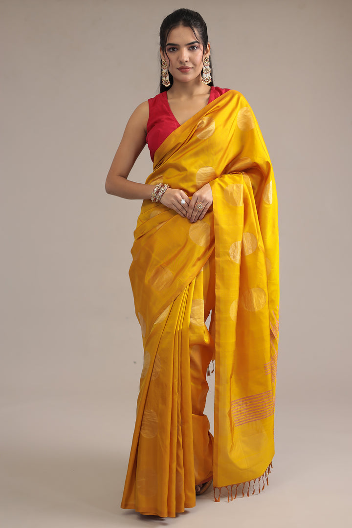 Golden Handloom Silk  Saree