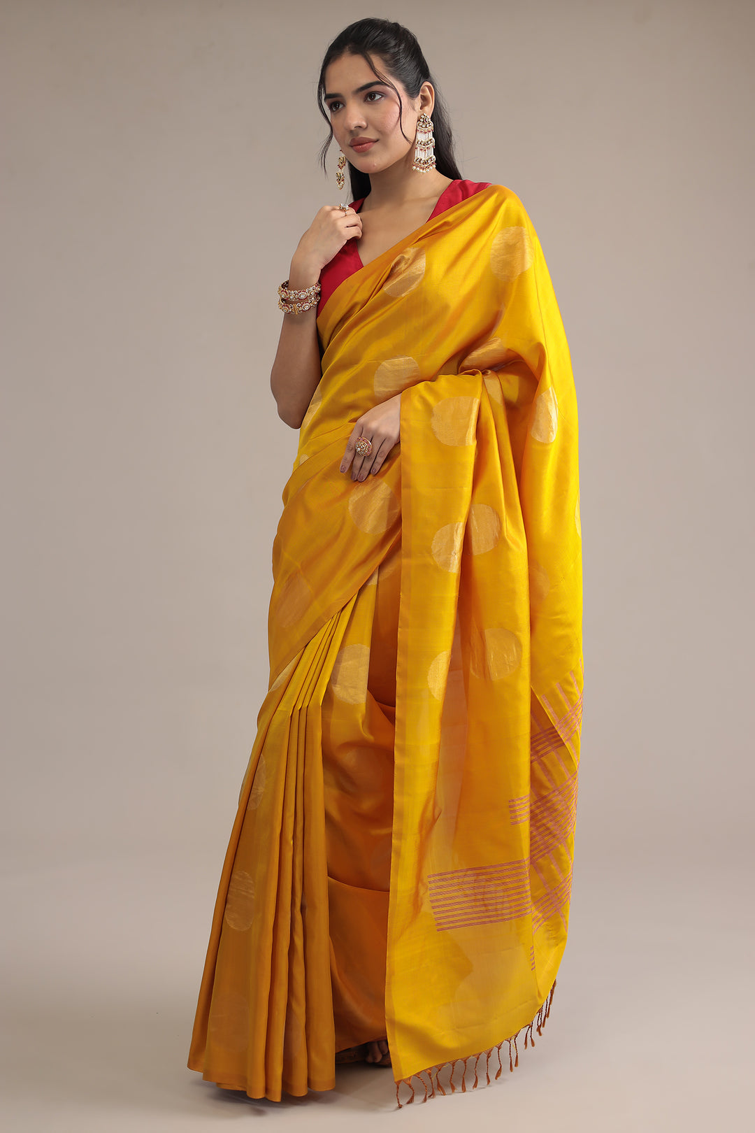 Golden Handloom Silk  Saree