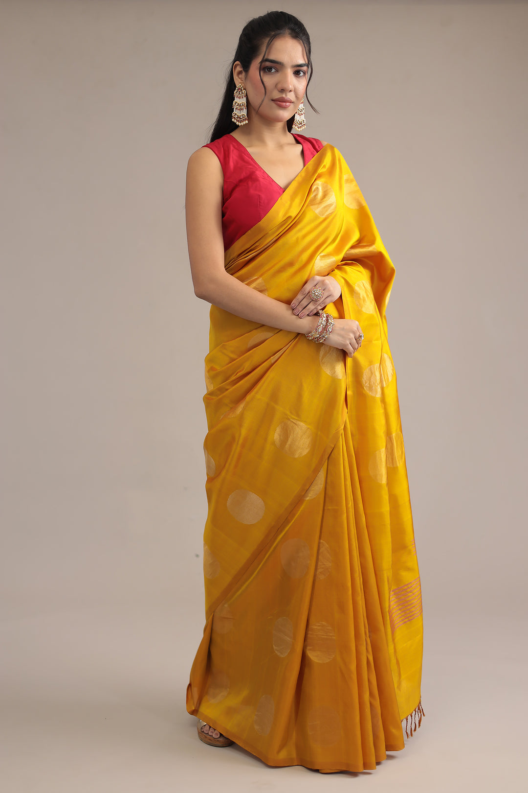 Golden Handloom Silk  Saree