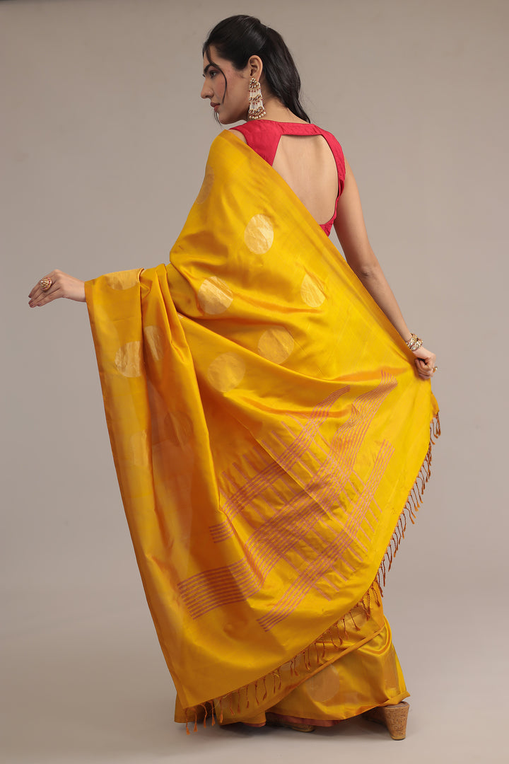 Golden Handloom Silk  Saree