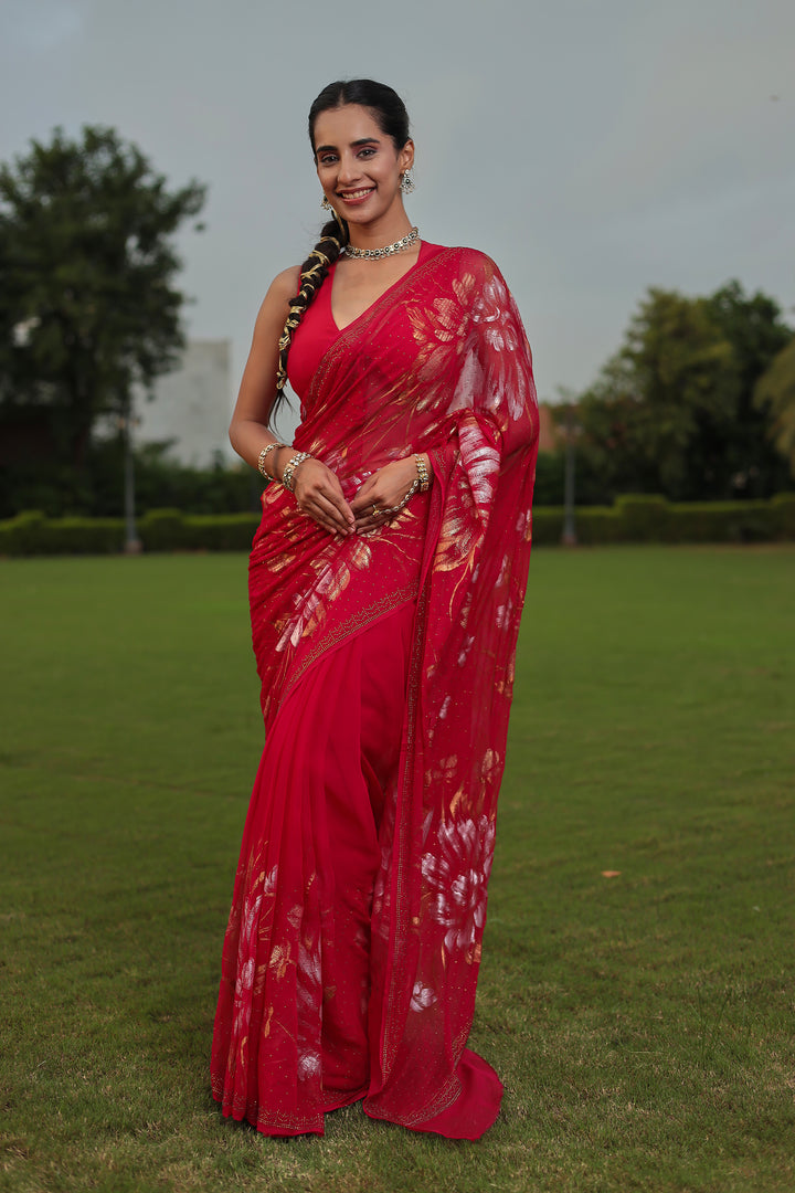 Party Wear Chiffon Saree
