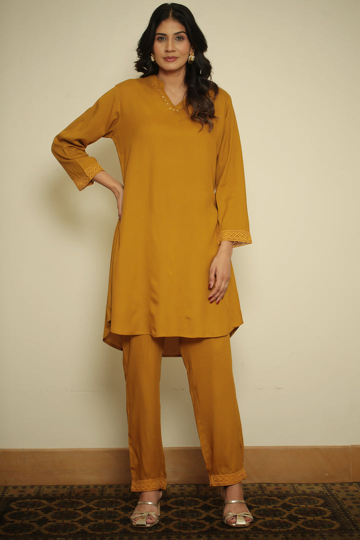 cotton Kurta with Sequins, Lace Work