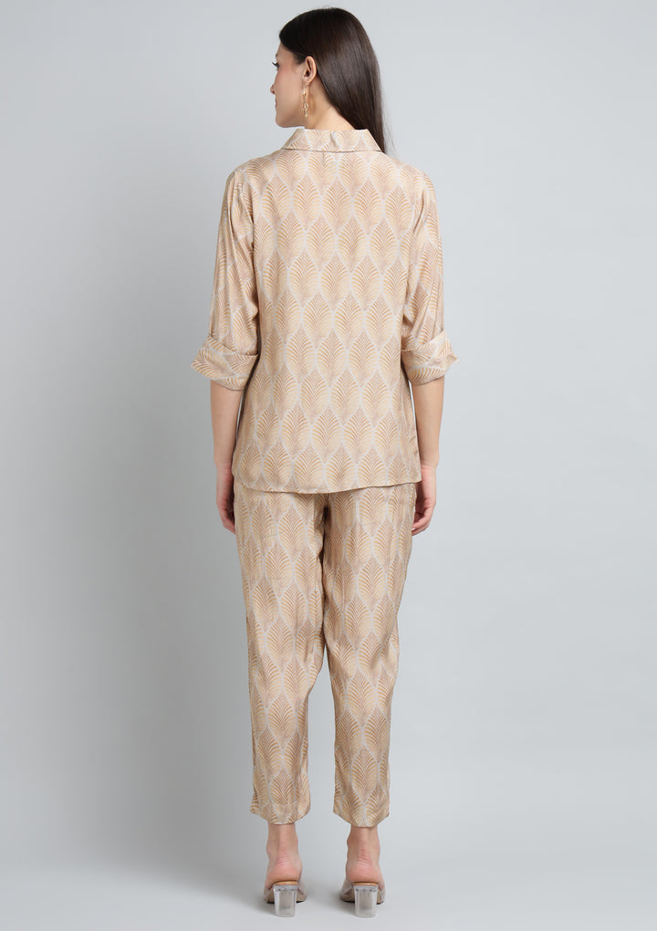 Printed Silk Blend Co Ord Set with Thread work.
