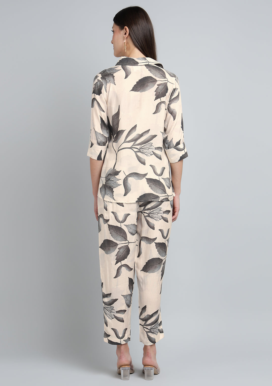 Printed Silk Blend Co Ords Set with Pearl work