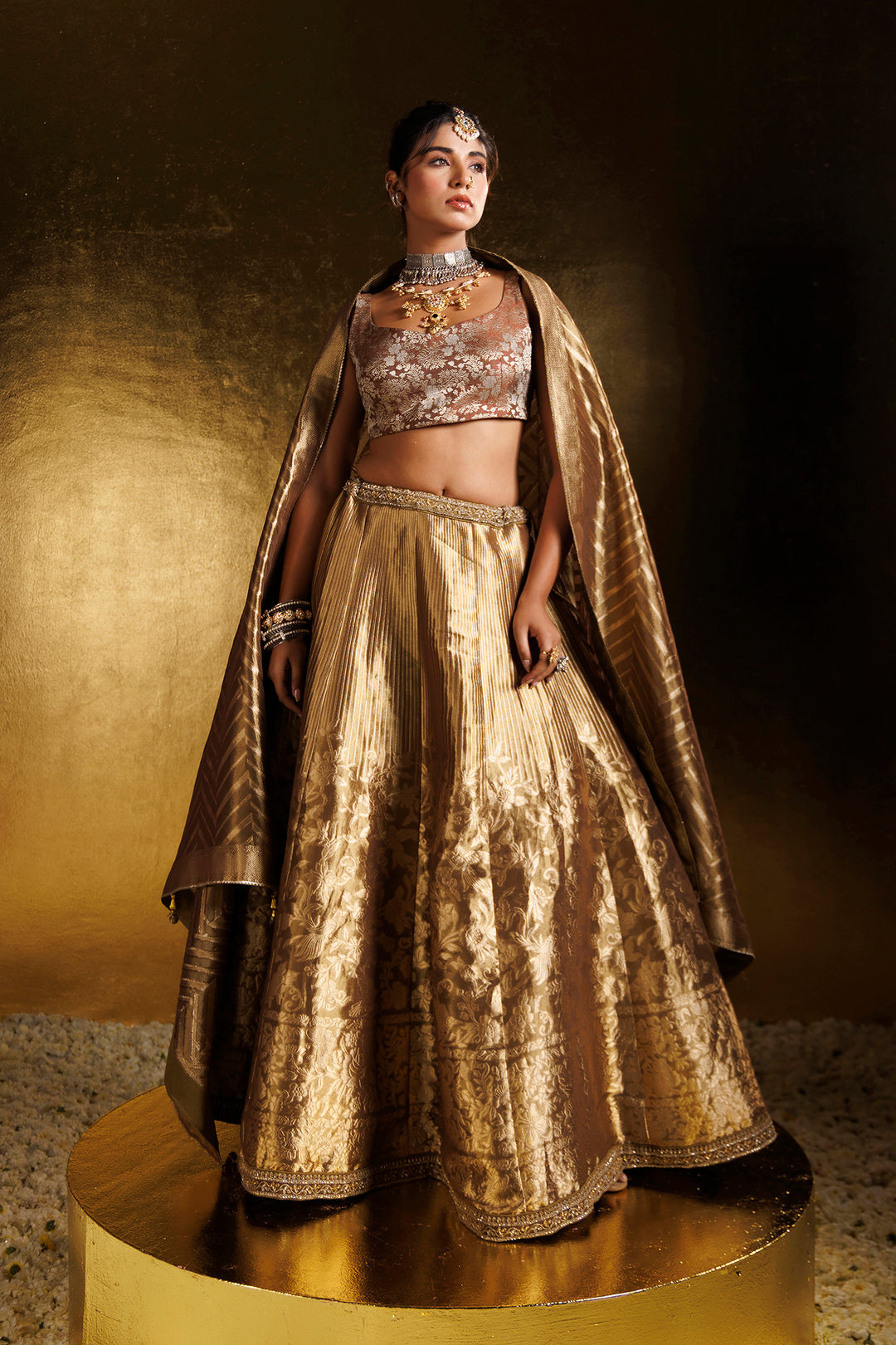 brown lehenga for women