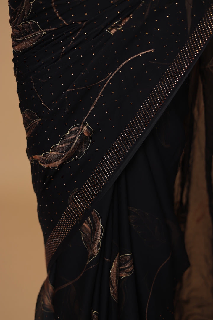 Chiffon Saree with Swarovski and Foil print
