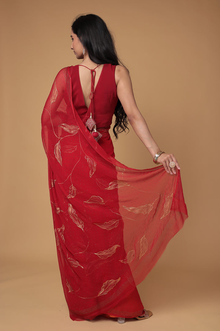 Chiffon Saree with Swarovski and Foil print