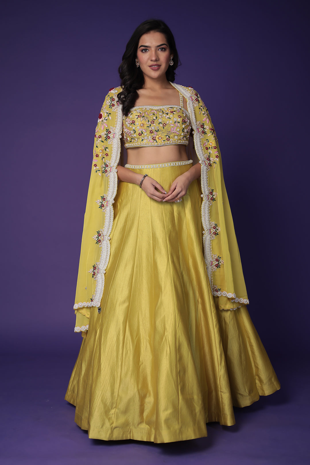 Silk Indo Western with Pearl, Thread and Zardozi work