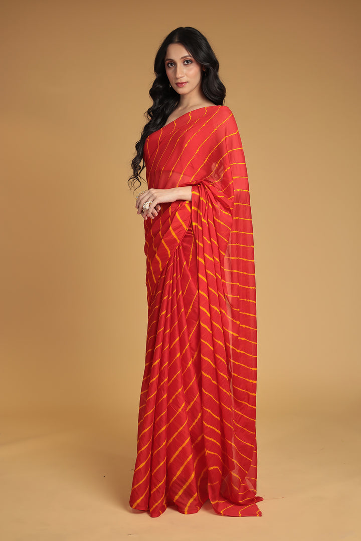 Leheriya Chiffon Saree