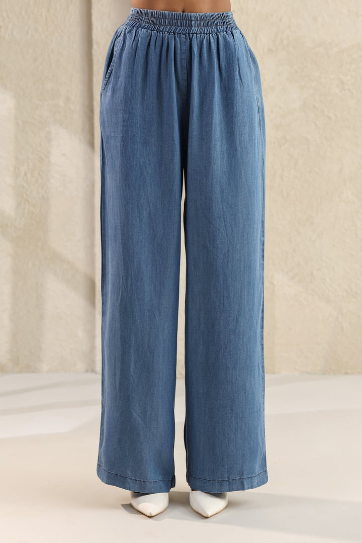Blue Embroidered Denim Co-Ords Set