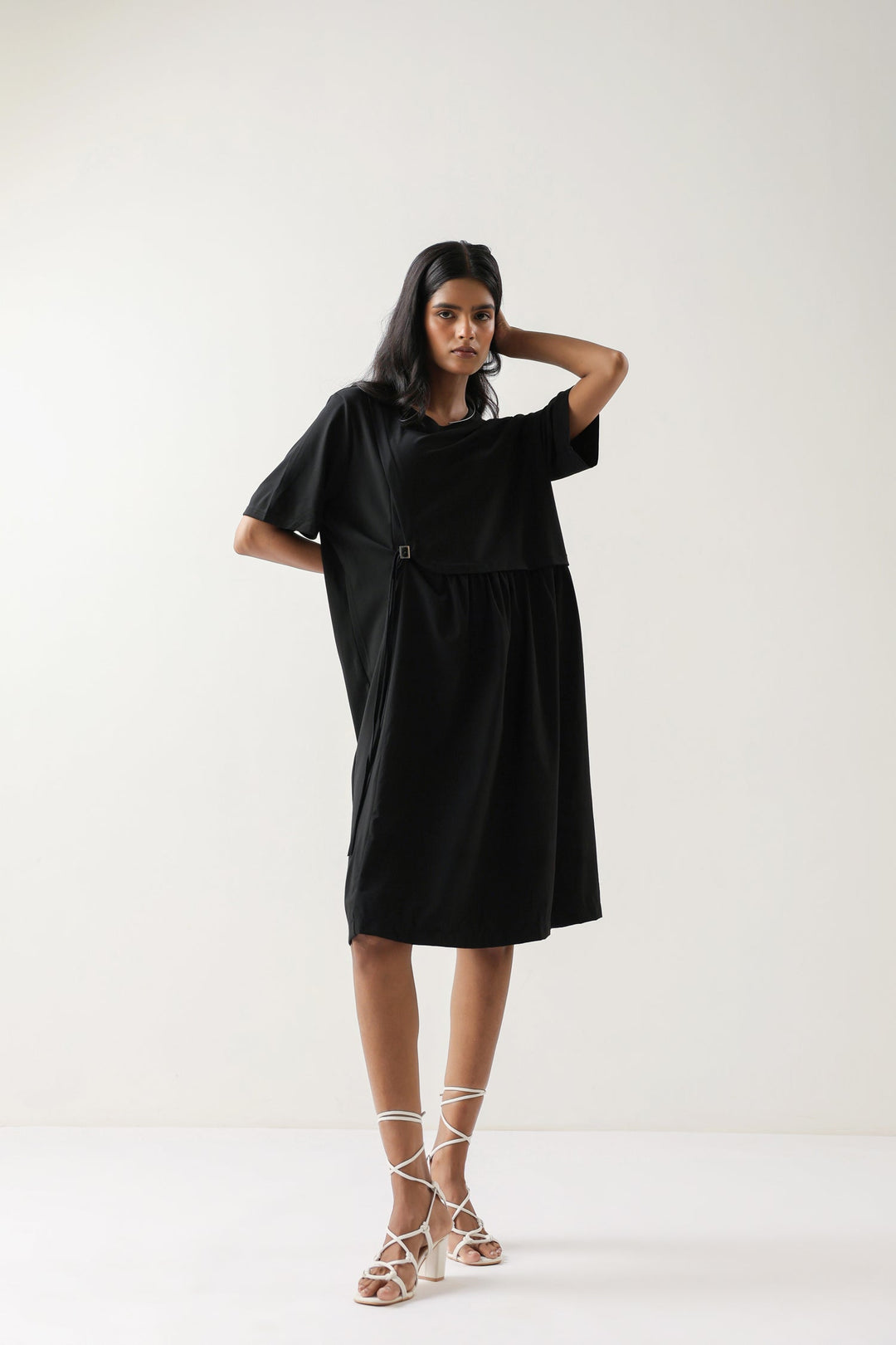 Solid Black Cotton Knit Dress – Zari Jaipur