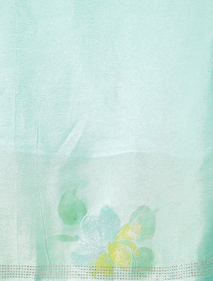 Foil Printed Chiffon Saree with Swarovski work.