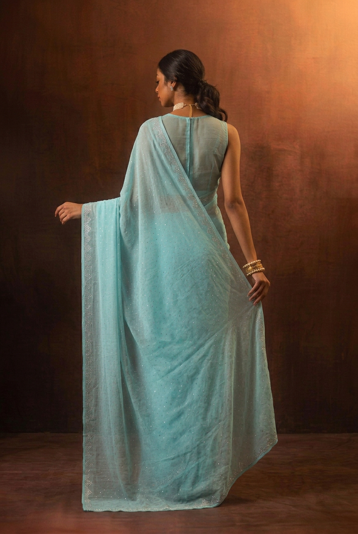 Chiffon Saree with Swarovski work.