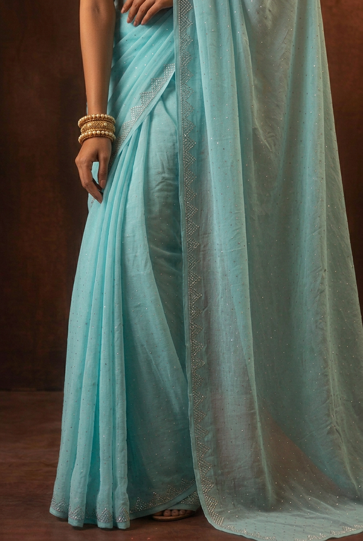 Chiffon Saree with Swarovski work.