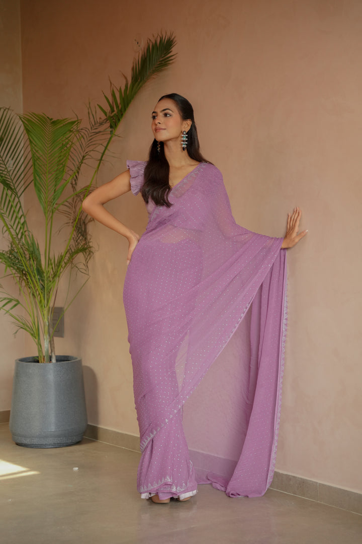 Chiffon Saree with Swarovski work.