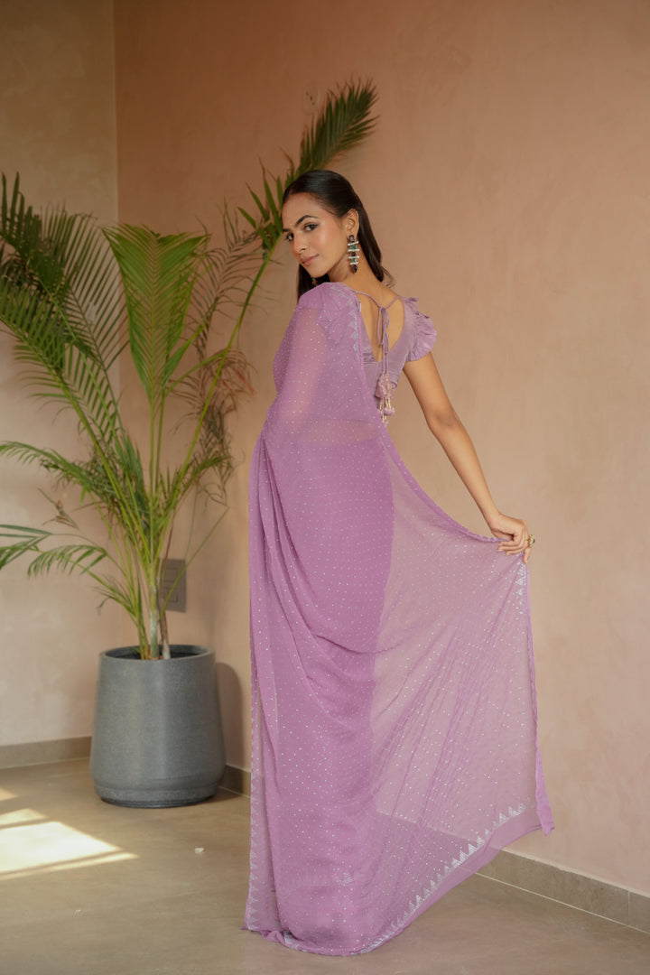 Chiffon Saree with Swarovski work.