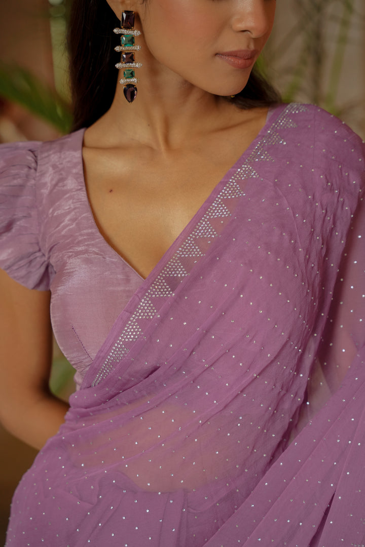 Chiffon Saree with Swarovski work.