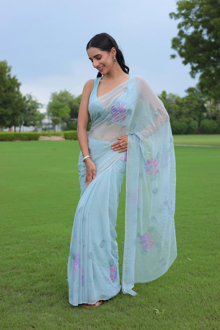 Chiffon Saree with Swarovski work