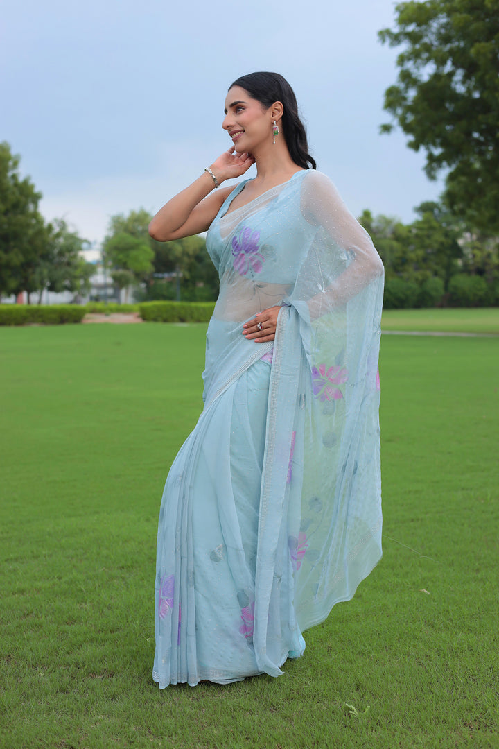 Chiffon Saree with Swarovski work